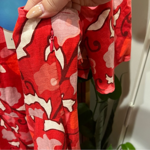 Women's Zinnia Floral Print Bell Sleeve Midi Dress - RHODE x Target Red/Pink - Picture 6 of 9